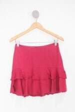 Saia maria filó feminina rosa com Babado