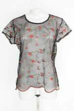 Blusa bluelover fashion feminina preta com Bordado e Transparência