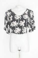 Blusa cropped hagler feminina preta com Recortes