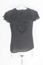 Blusa dom fashion feminina preta com Renda e Bordado