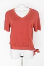 Blusa feminina coral com Laço e Pregas