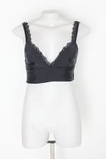 Regata cropped feminina preta com Renda
