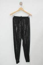 Calça de tecido feminina preta com Paetê