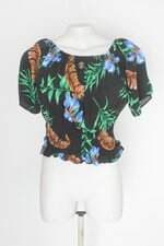 Blusa feminina preta estampada