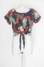 Blusa feminina azul estampada