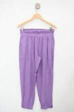 Calça de tecido Costume feminina roxo com Cós com elástico