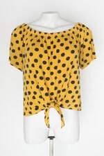 Blusa caedu feminina amarela estampada