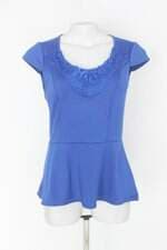 Blusa unyforme feminina azul com Renda