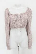 Blusa Cropped Renner feminino estampado com Franzido