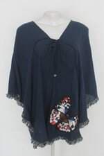 Blusa mustique feminina azul com Bordado e Tiras