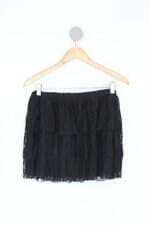 Saia preppie feminina preta com Sobreposição
