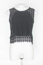 Blusa cropped miss calla feminina preta com Renda