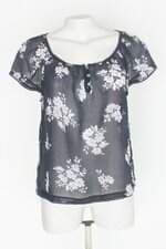 Blusa abercrombie & fitch feminina azul estampada com Transparência e Pregas
