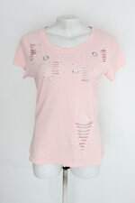 Blusa feminina rosa com Hotfix e Recortes