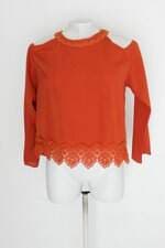 Blusa vintem feminina laranja terracota  com Renda
