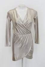 Vestido asos feminino dourado com Sobreposição e fios metalizados