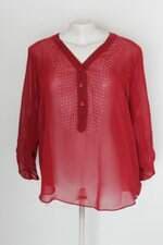 Camisa Aquamar feminina vermelha com Aplique e Transparência