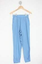 Calça de tecido cereja rosa feminina azul com Cós com elástico