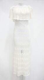 Vestido de tricô amaro feminino off-white com Meio forro e Sobreposição