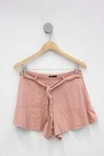 Shorts aqua feminino rosa com Faixa na Cintura