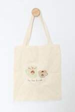 Bolsa Sacola feminina bege estampada