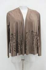 Cardigan chose de femme feminina cinza com Corte à laser