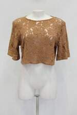 Blusa [ ] fyi feminina dourada com Renda