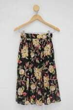 Saia C&A collection feminina preta estampada