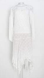 Vestido ateen feminino branco com Renda e Assimetria