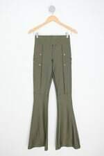 Calça de tecido hit feminina verde com aplique