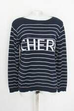 Suéter aquarella tricot feminino azul listrado 