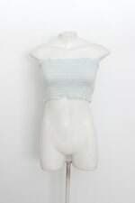 Top cropped feminino azul com Franzido