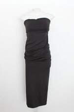 Vestido feminino preto com Fenda e Franzido