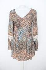 Vestido she likes feminino estampado com Pregas e Renda