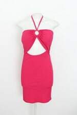 Vestido feminino rosa com Bojo e Recortes