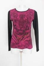 Blusa rechsul feminina roxa estampada com Recortes