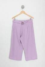 Calça de tecido feminina roxo com Pregas