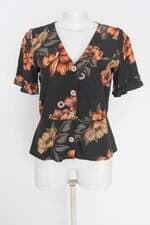 Blusa rue feminina estampada com Peplum