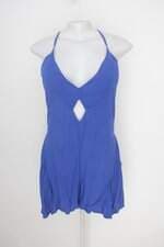 Macaquinho feminino azul com Recortes e Bojo