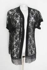 Cardigan watta feminino preto com Franja