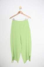 Calça de tecido urban chic feminina verde com Fenda