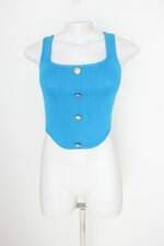 Regata cropped feminina azul com Aplique
