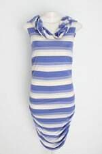 Vestido feminino listrado com Franzido