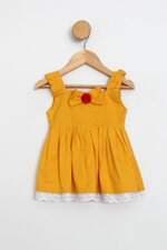 Vestido Infantil amarelo com tiara