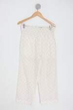 Calça de tecido Rossa Chá feminina off-white com Meio forro e Cós com elástico