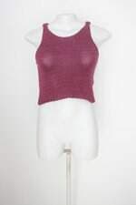 Blusa regata tricô feminina roxo com linha metalizada