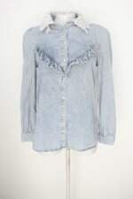 Camisa zara feminina azul com Renda