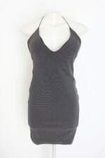 Vestido le blessed feminino cinza com Bojo e fios metalizados 