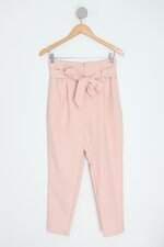 Calça de tecido dimy feminina rosa com Faixa na Cintura