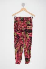 Calça de tecido feminina estampada com Cós com elástico